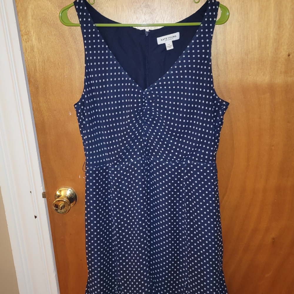 Kate Spade Navy Polka Dot Midi Dress
